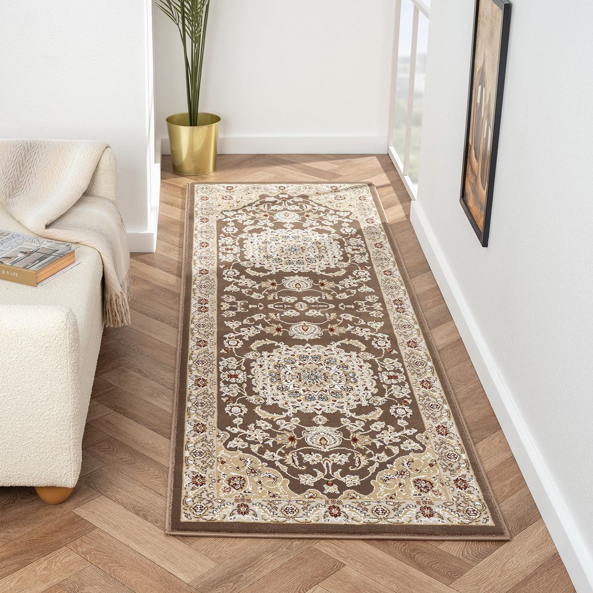 MODA ALFOMBRAS - Alfombra Pasillo Sherezade Café 70x230 cm