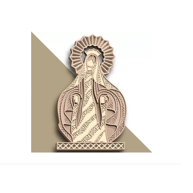 GENERICO - Figura Virgen Maria Santa En Madera Natural  Decorativa Cuadro