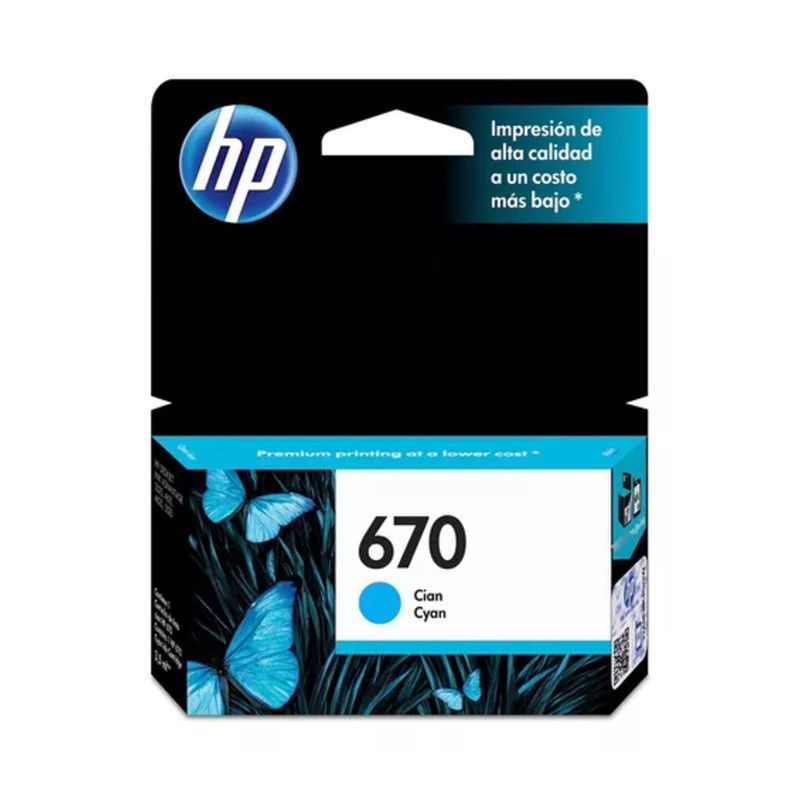 HP - Cartucho De Tinta Hp 670 Cyan 300 Páginas Original HP