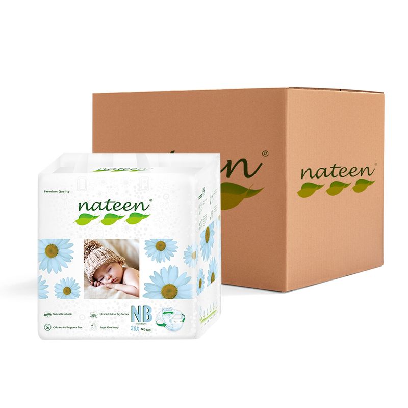 NATEEN - Caja de Pañales Ecologicos Talla RN 160un - Nateen - Blanco - Caja Talla M (144 uds.) 8 Paq