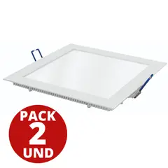 MEGABRIGHT - Panel Led Cuadrado 18w Embutido LUZ CALIDA PACK 2 UND