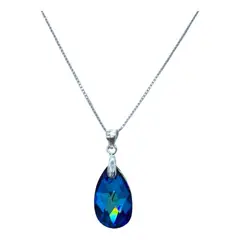 GENERICO - Collar Gota Azul Cristal Swarovski Elements Plata 925 + Caja