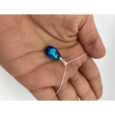 Imagen 2 del producto Collar Gota Azul Cristal Swarovski Elements Plata 925 + Caja