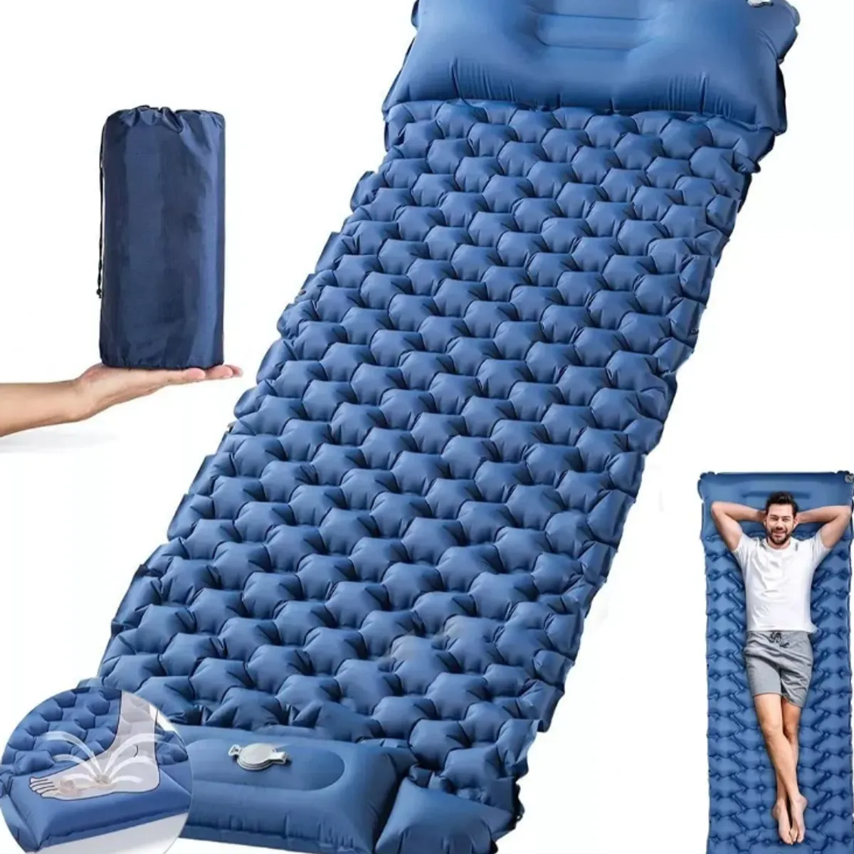 BLUEDREAMER - Colchoneta Inflable Plegable Para Acampar Y Senderismo