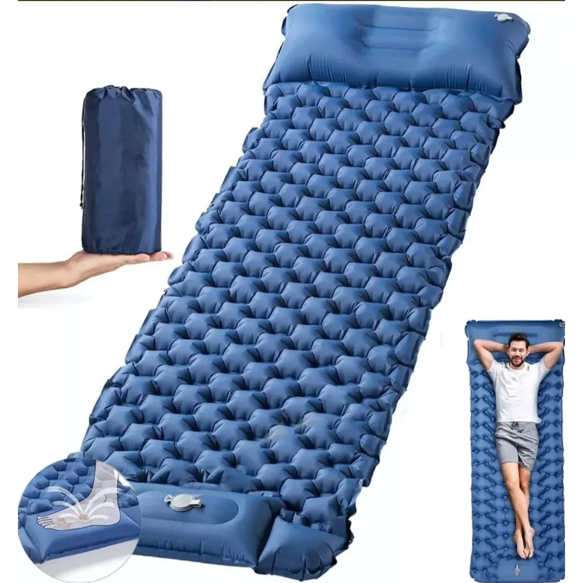 BLUEDREAMER - Colchoneta Inflable Plegable Para Acampar Y Senderismo