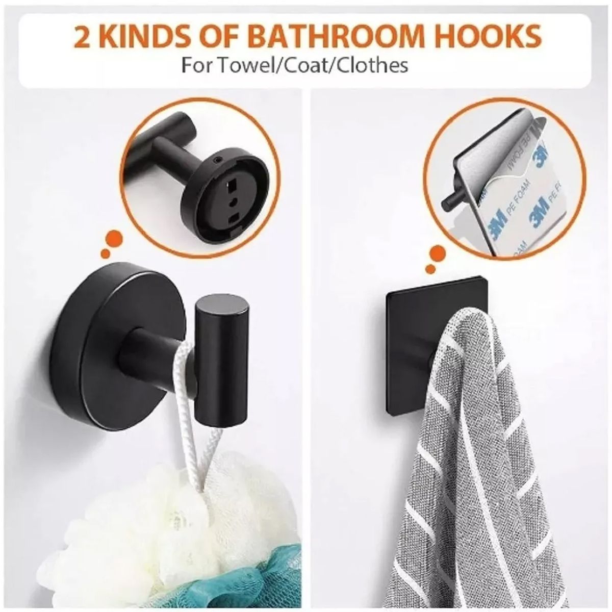 DE TODO Y MAS - Set De 5 Accesorios De Baño Acero Inoxidable Negro o Plata DETODOYMAS
