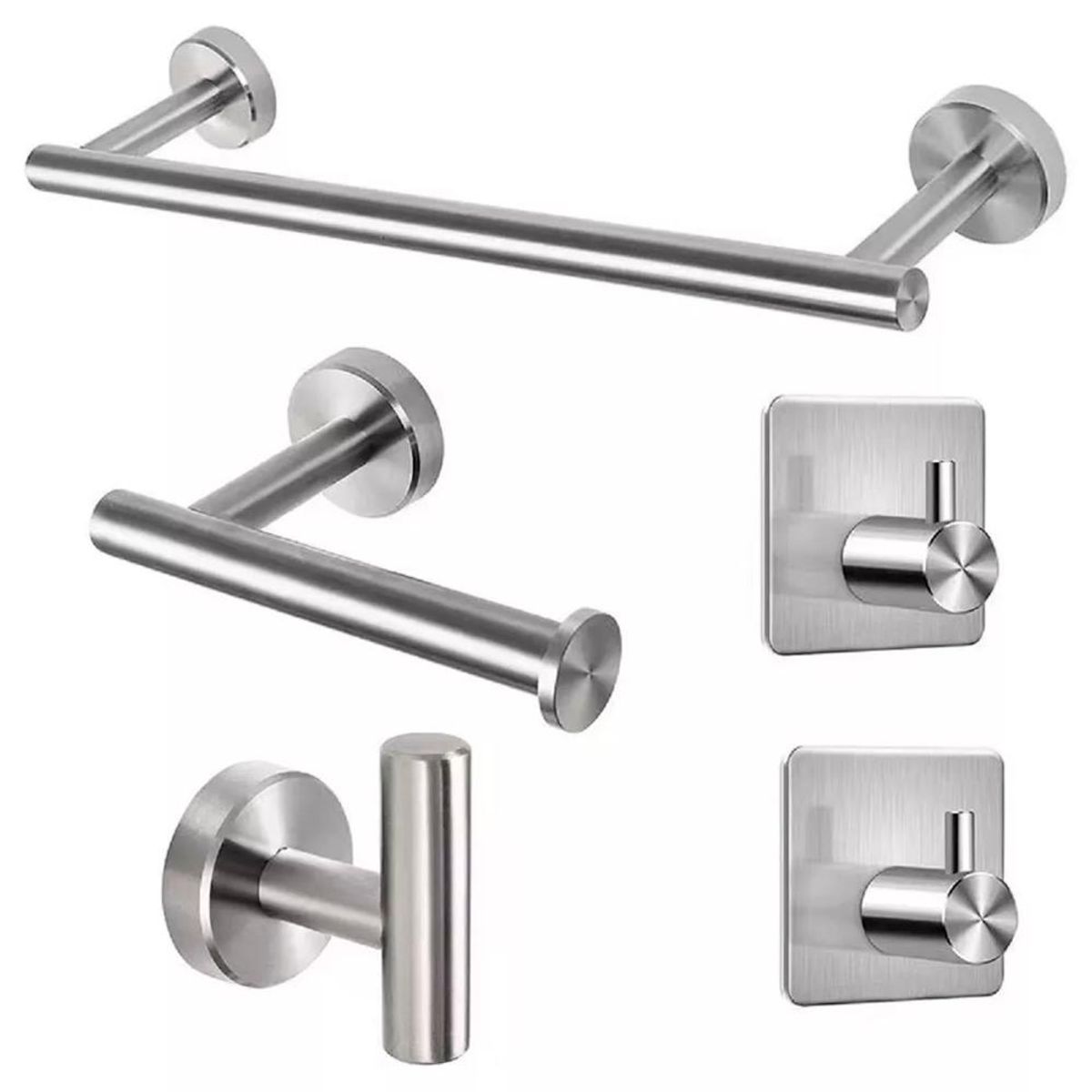 DETODOYMAS - Set De 5 Accesorios De Baño Acero Inoxidable Negro o Plata DETODOYMAS