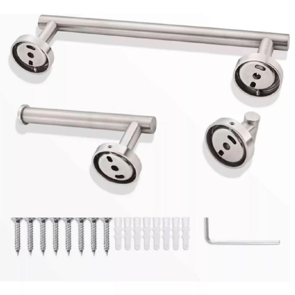 DETODOYMAS - Set De 5 Accesorios De Baño Acero Inoxidable Negro o Plata DETODOYMAS