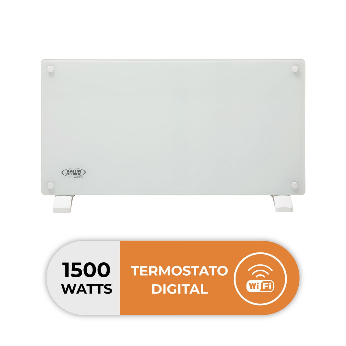 ANWO - Estufa Eléctrica Anwo Panel Convectivo Vidrio con Wifi 1500 W NDFL1500V