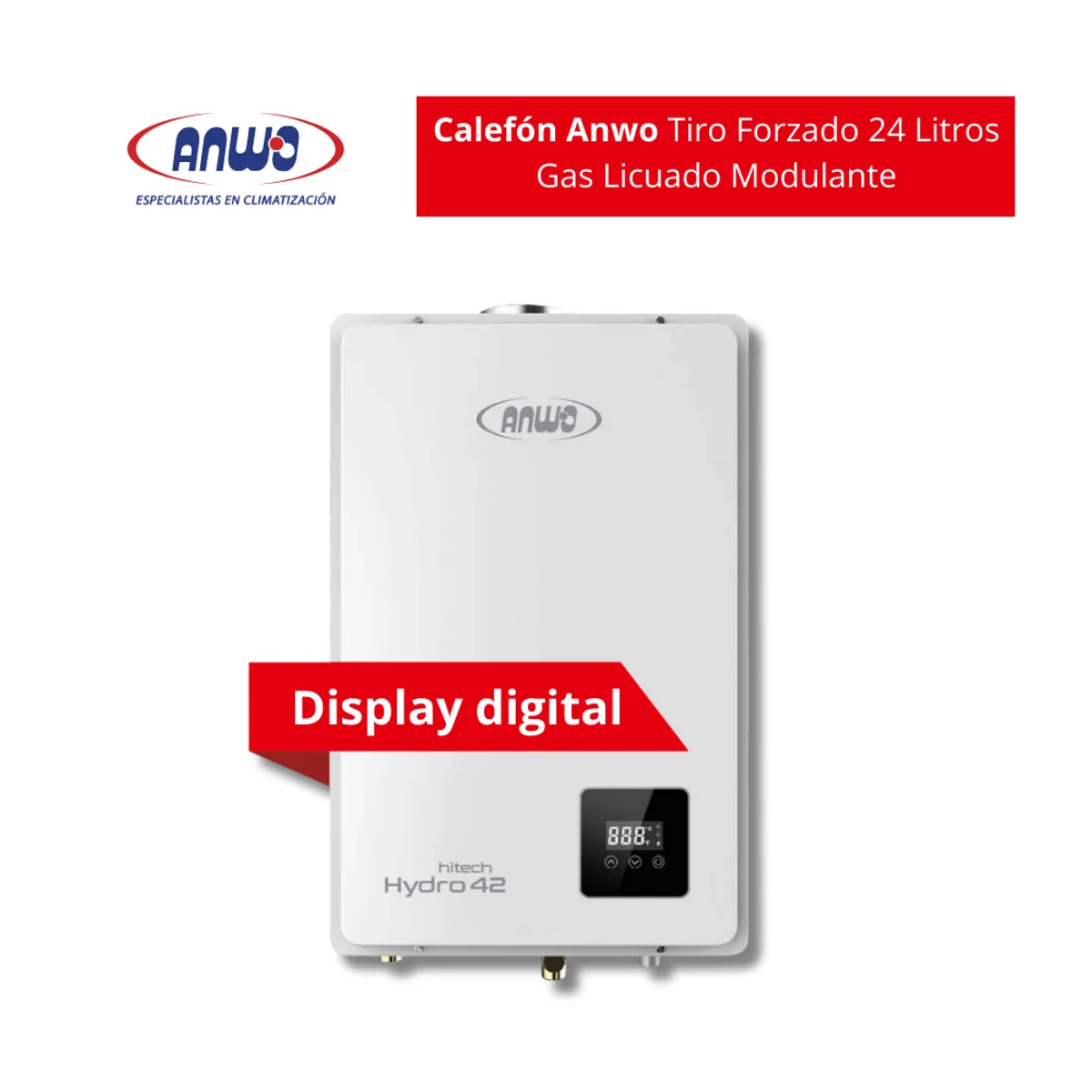 ANWO - Calefont Tiro Forzado Anwo 24 Litros Gas Licuado Modulante