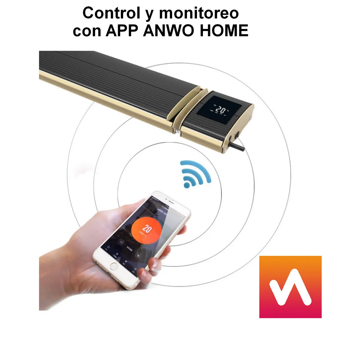 ANWO - Estufa Terraza Eléctrica Radiante Anwo JH-NR18-13W cwifi