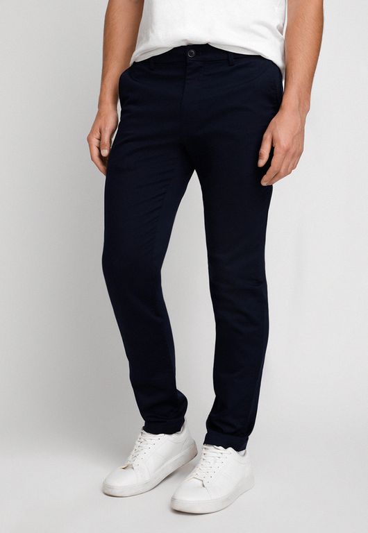 Pantalon Chino Perry Ellis Homme – 30/30, Bleu Marine, Slim Fit, Poche Zippée