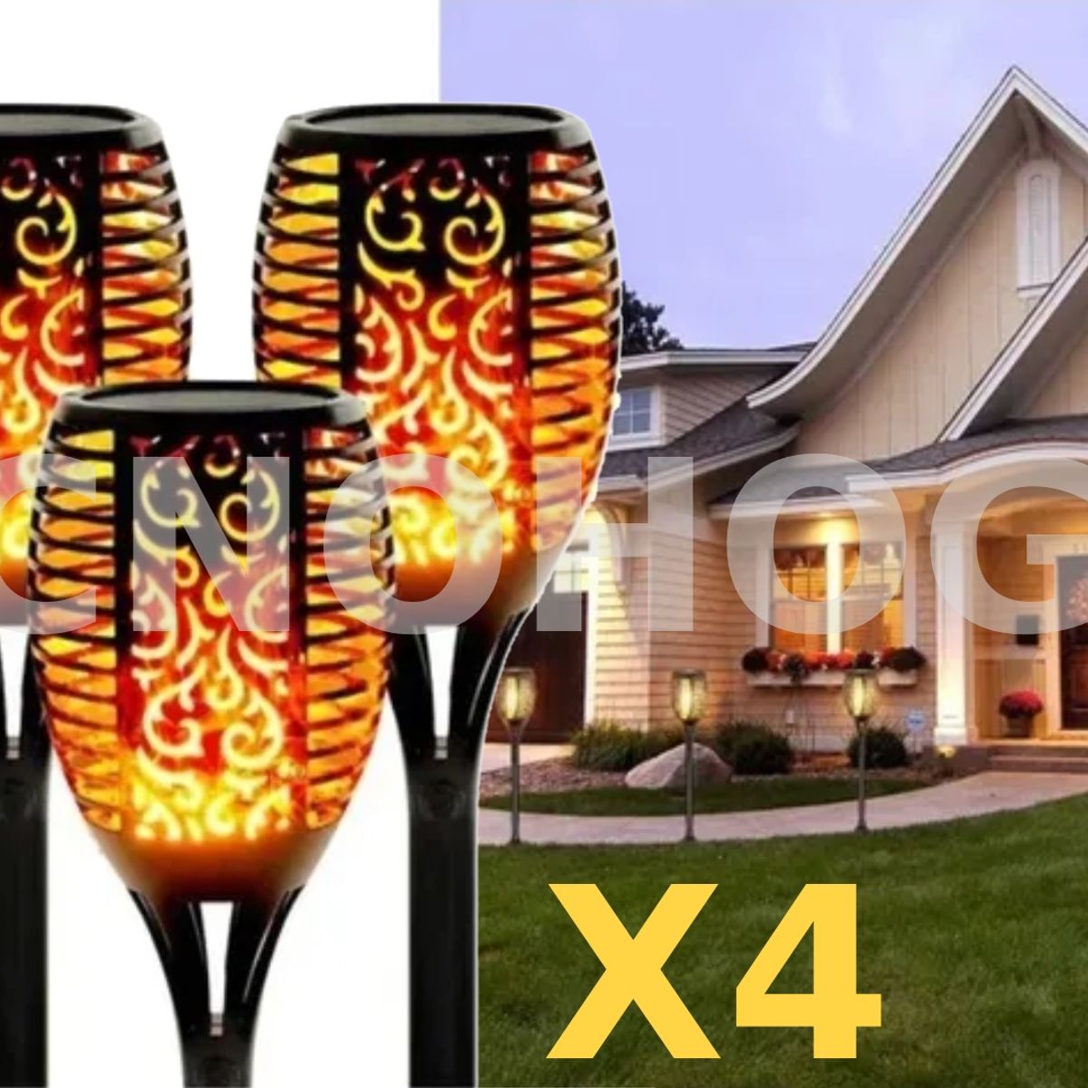 GENERICO - Pack X4 Lampara Led Luces Solares Antorchas Estaca