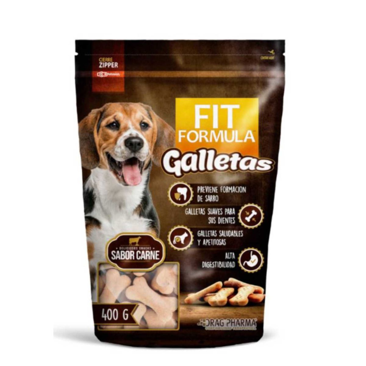DRAG PHARMA - Galletas Golosina Comida Snack Carne Fit Perro Mascota 400gr