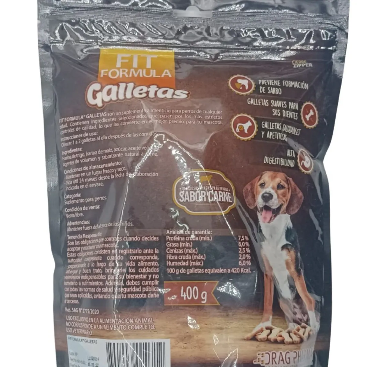 DRAG PHARMA - Galletas Golosina Comida Snack Carne Fit Perro Mascota 400gr