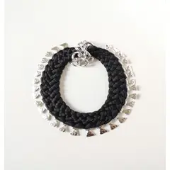 MARIA LA BIYUX - Collar Negro Triangular Plateado