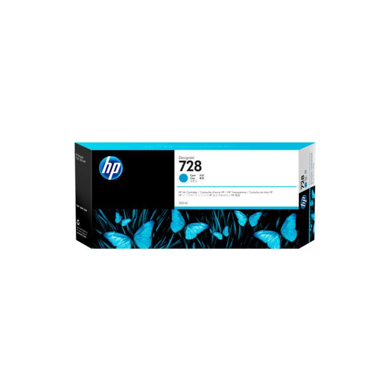 HP - Cartucho Tinta Hp 728 Cyan 300 ml DesignJet Original HP