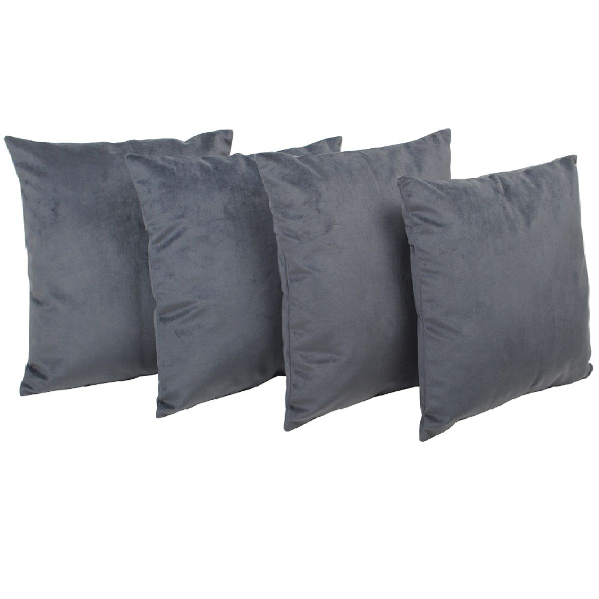 MASEL - Set 4 Cojines Felpa New Velvet 40x40 cm Gris