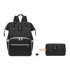GENERICO - Bolso Mochila Maternal Pañalera Diseño Liso Negro