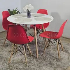 CORI CORI - Juego de Comedor Mesa Eames 80cms Blanca + 4 Silla Eames Rojo