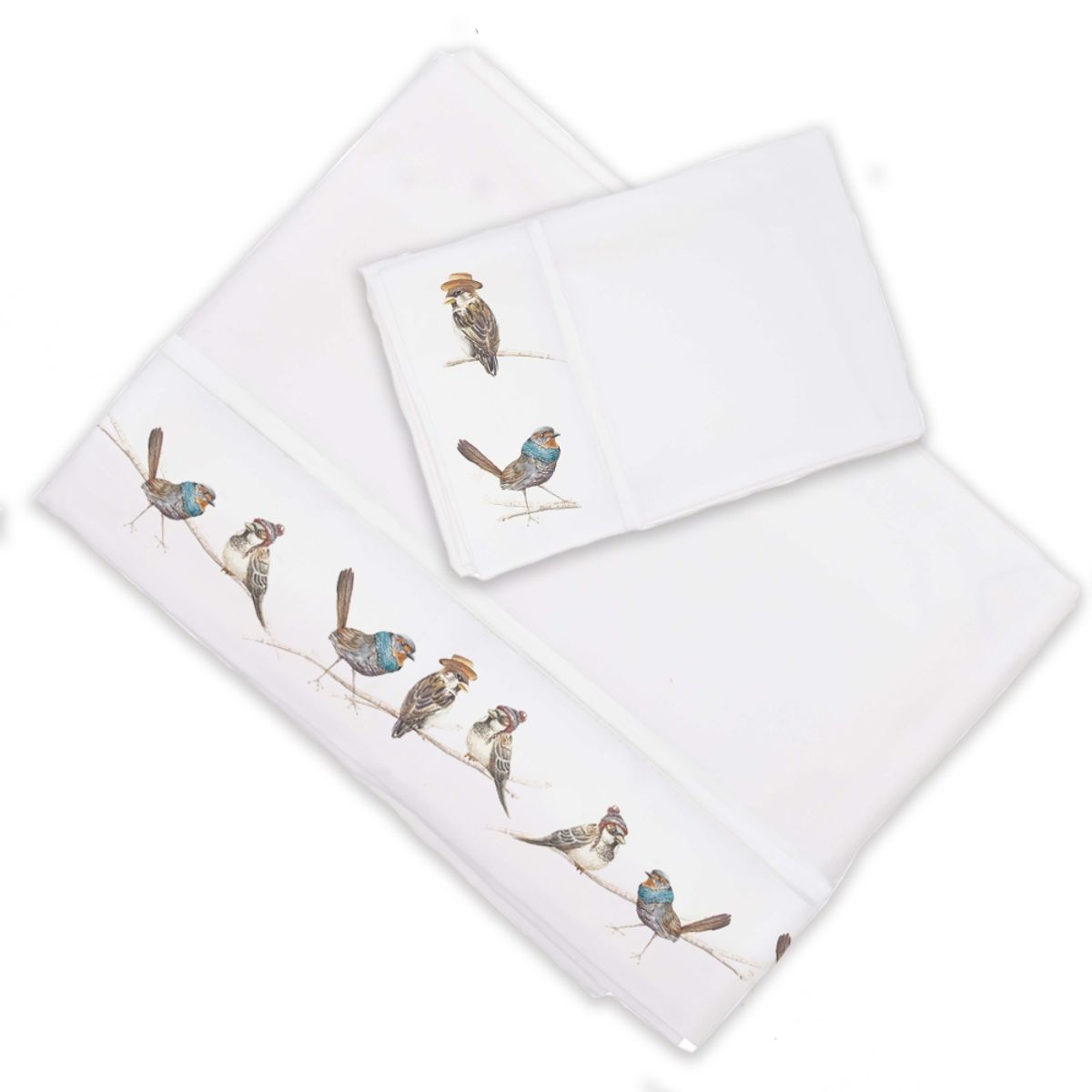 MARGARITA SCHEEL BY CASA ALVARINHO - Juego de Sábanas Pajaritos Amigos 1 Plaza