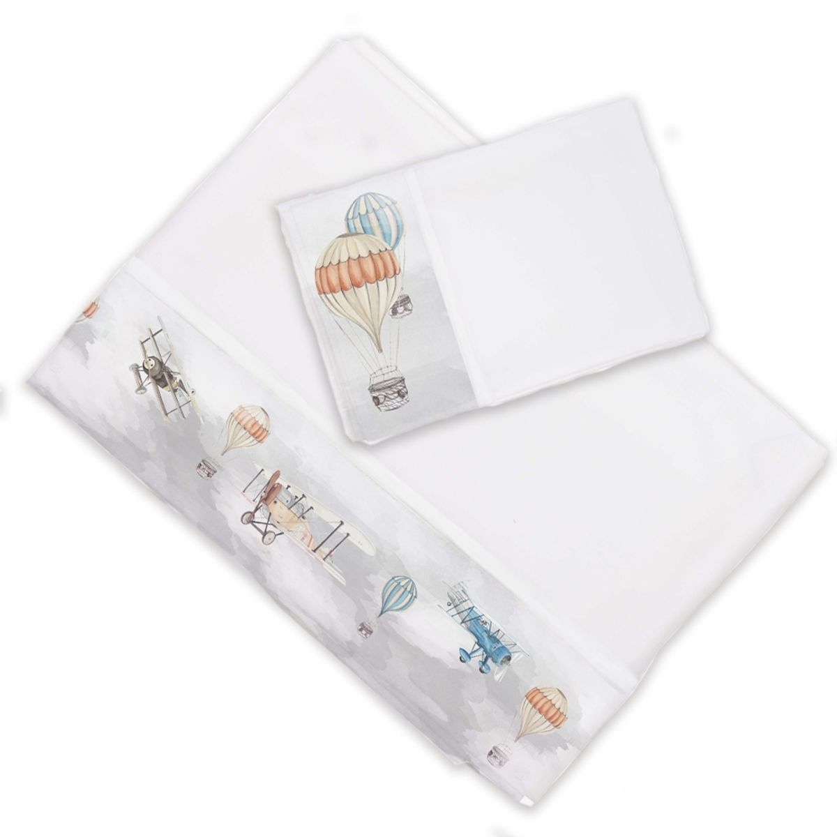 MARGARITA SCHEEL BY CASA ALVARINHO - Juego de Sábanas Aviones y Globos 1,5 Plazas