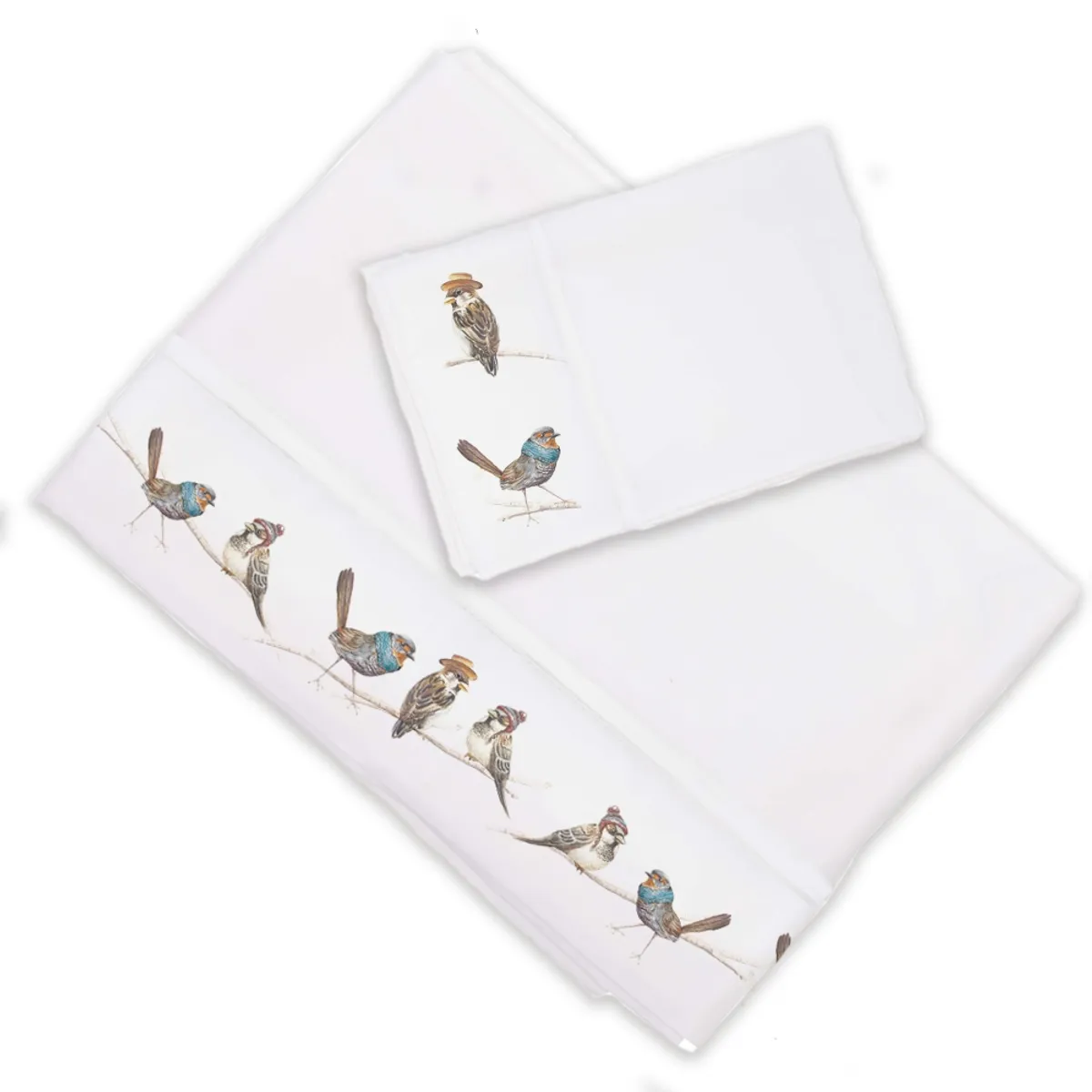 MARGARITA SCHEEL BY CASA ALVARINHO - Juego de Sábanas Pajaritos Amigos 1,5 Plazas