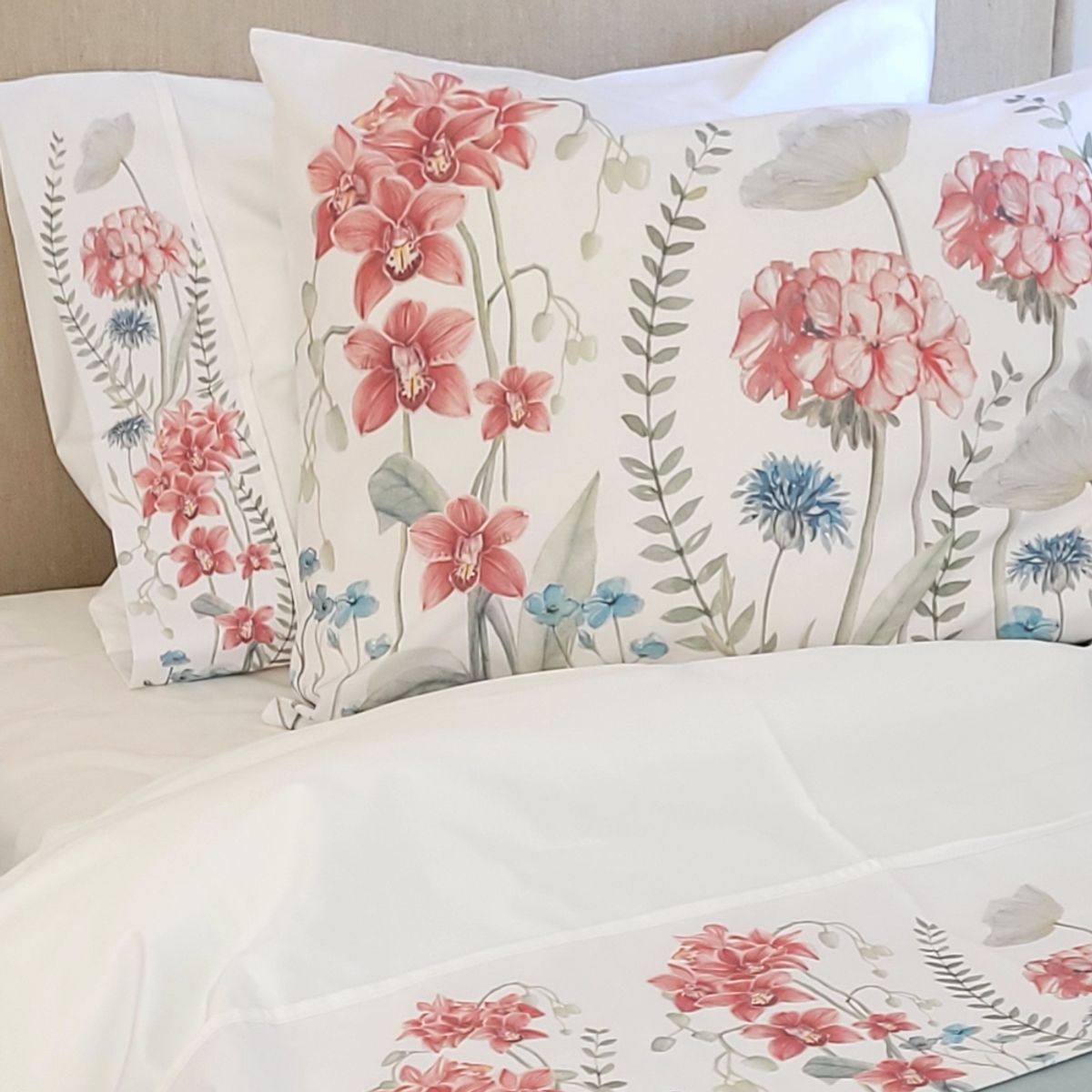 MARGARITA SCHEEL BY CASA ALVARINHO - Juego de Sábanas Orquídeas Super King