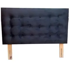 GENERICO - Respaldo Botoné Felpa negra 1 Plaza