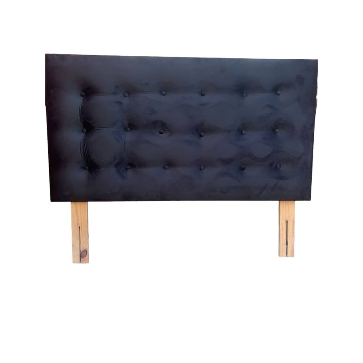 GENERICO - Respaldo Botoné Felpa negra 1.5 Plazas