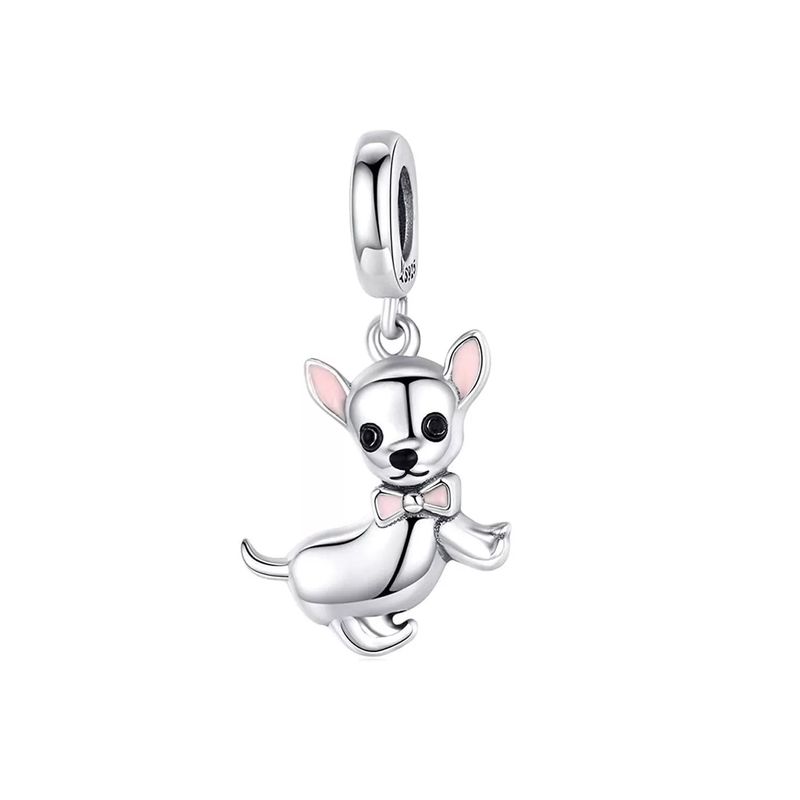 SILVER HEART - Charm Perro Chihuahua con Corbata en Plata Fina 925 SILVER HEART