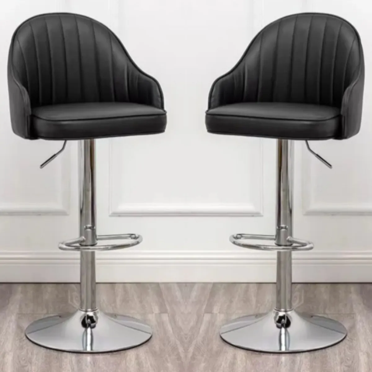 ARTIHOGAR - Pack  2 Sillas Bar  Nordic Ecocuero Color Negro