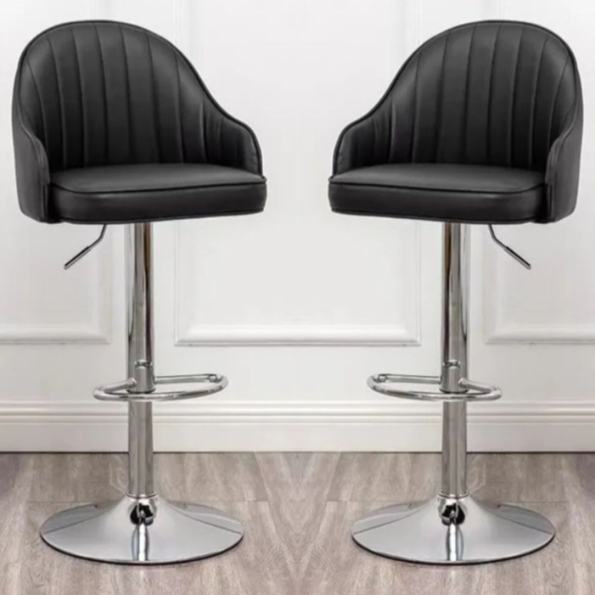 ARTIHOGAR - Pack  2 Sillas Bar  Nordic Ecocuero Color Negro