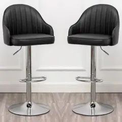 ARTIHOGAR - Pack 2 Sillas Bar Nordic Ecocuero Color Negro