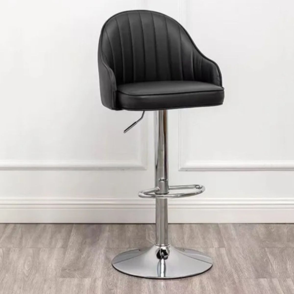 ARTIHOGAR - Pack  2 Sillas Bar  Nordic Ecocuero Color Negro