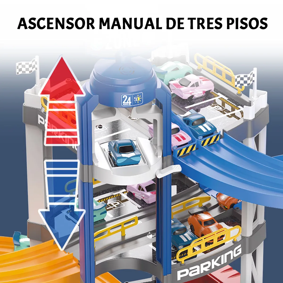 ANIKIDS - Pistas Autos Bighouse Juguete Armable Niños 3 Niveles Anikids