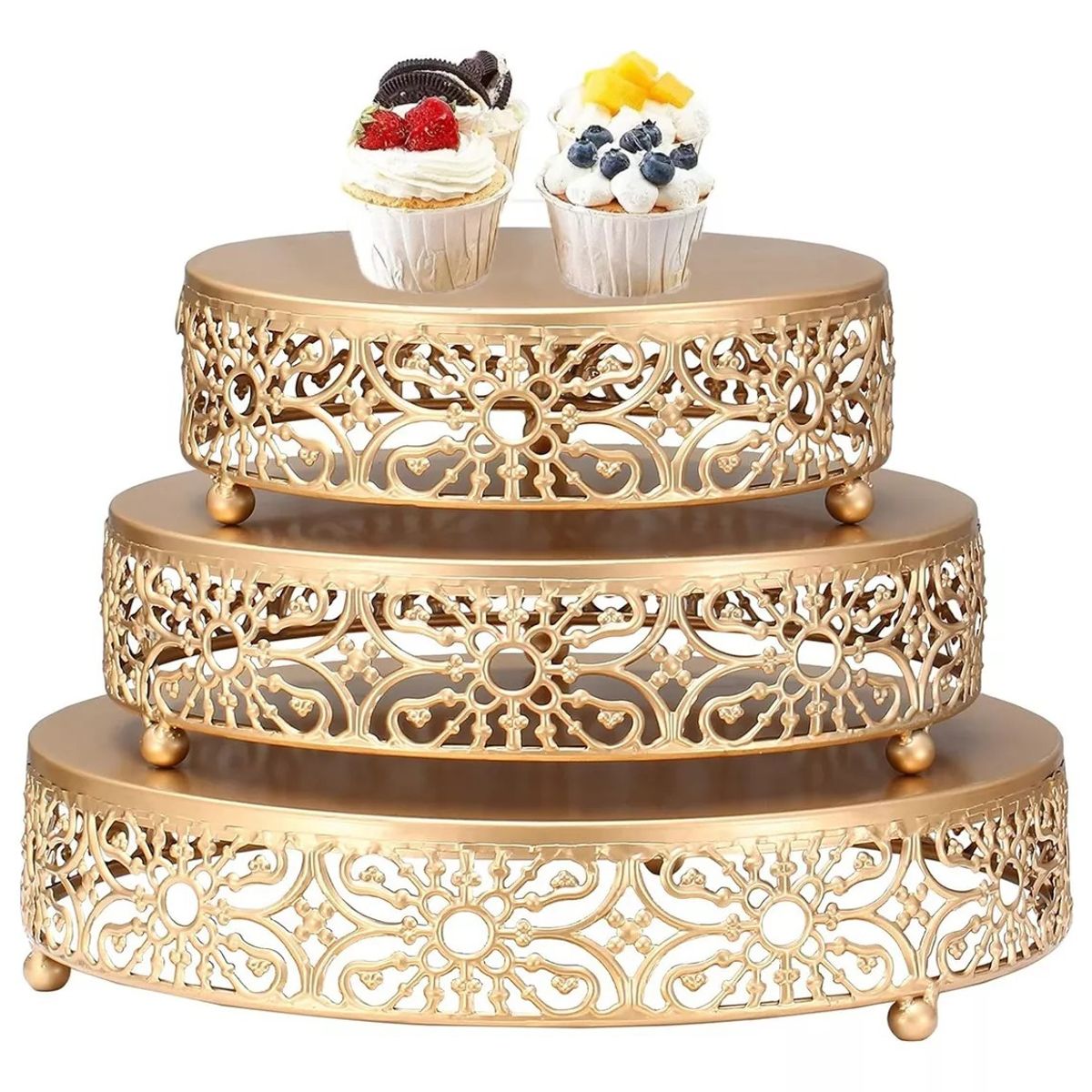 TNAKIEX - 3 Soportes Altos Dorados Para Tartas, Fiestas De Cumpleaños