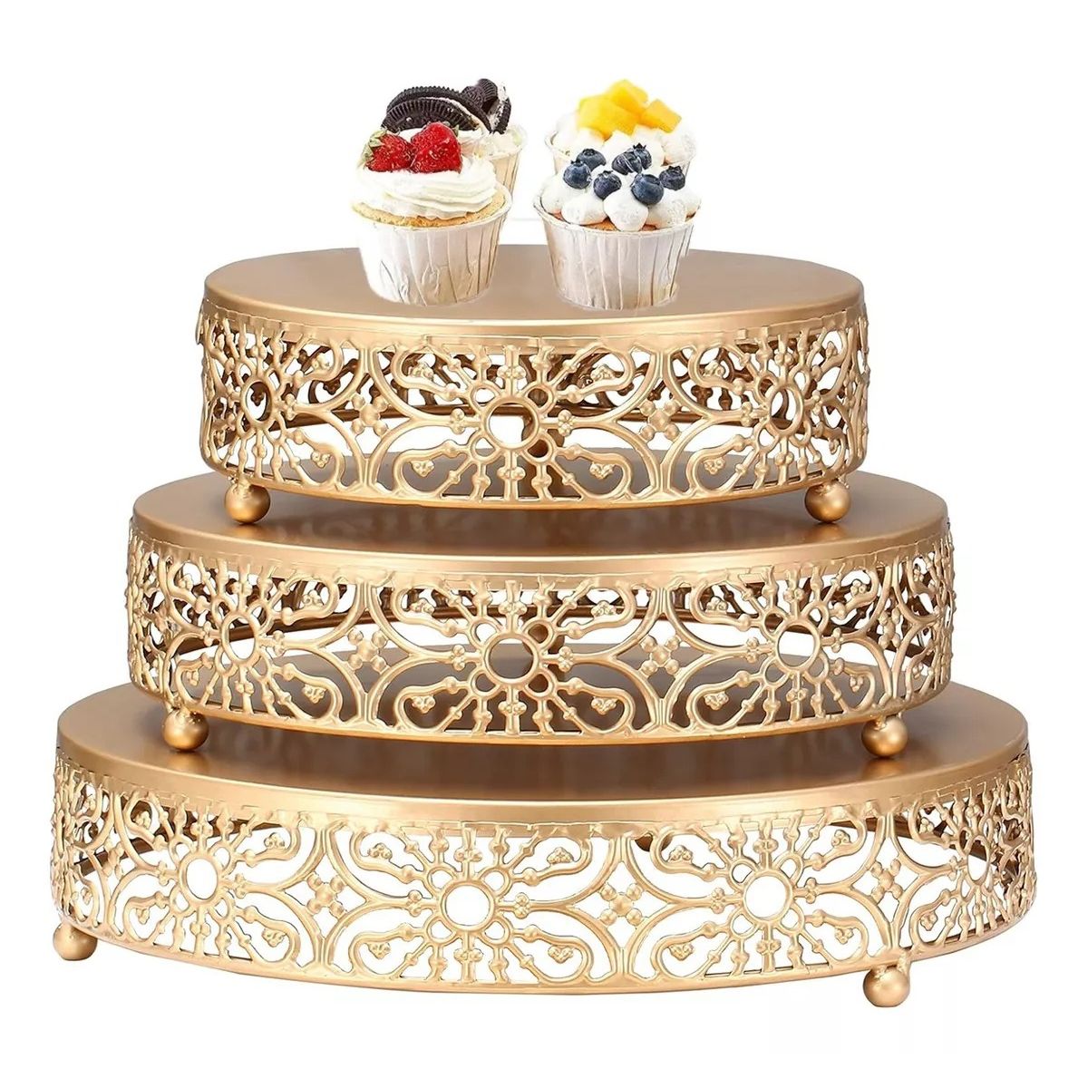 TNAKIEX - 3 Soportes Altos Dorados Para Tartas, Fiestas De Cumpleaños