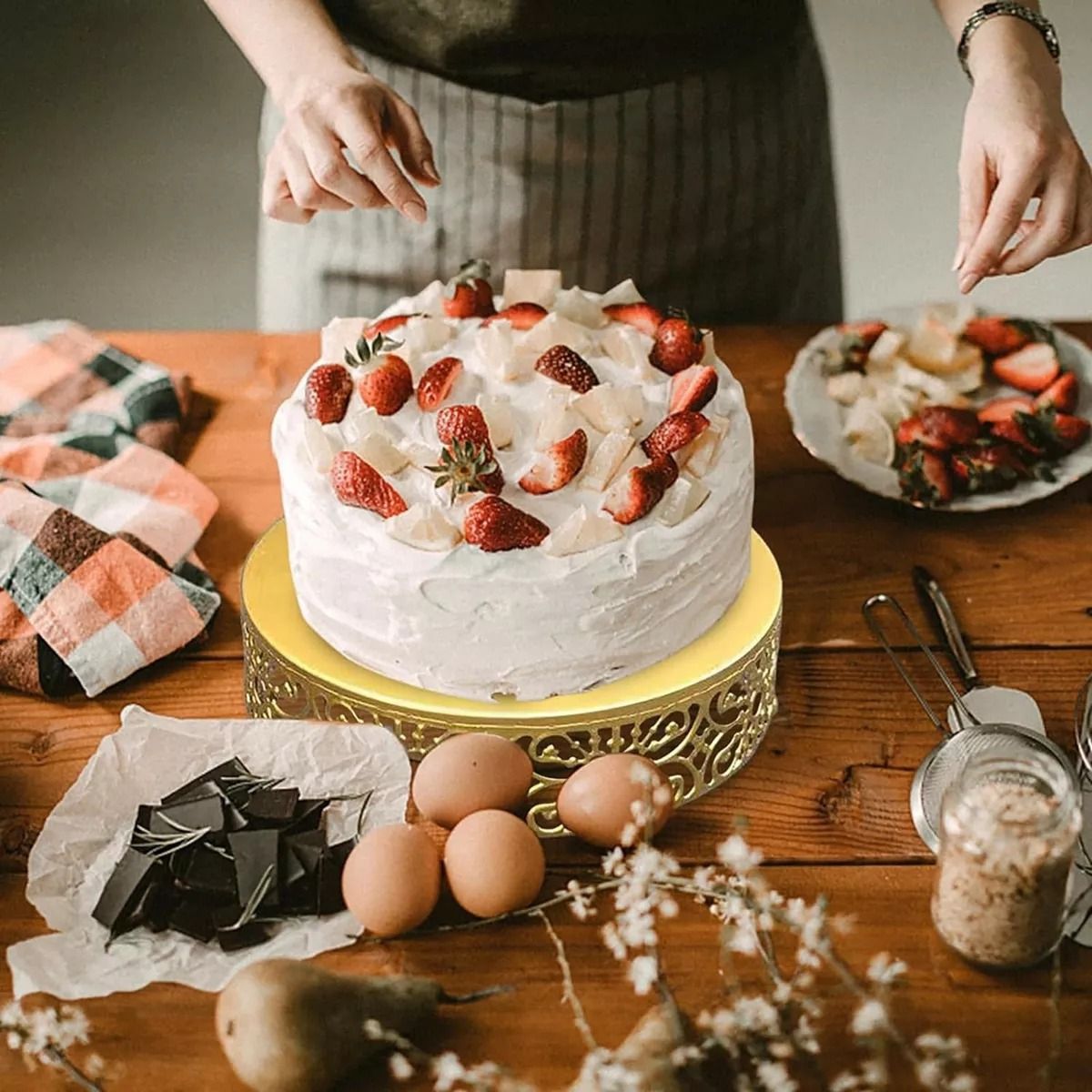 TNAKIEX - 3 Soportes Altos Dorados Para Tartas, Fiestas De Cumpleaños