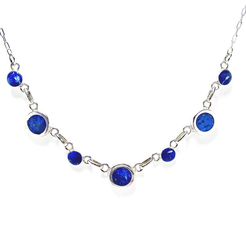 ANDREA COGGIOLA JOYAS - Collar Peto Círculos Lapislázuli Plata Fina 950
