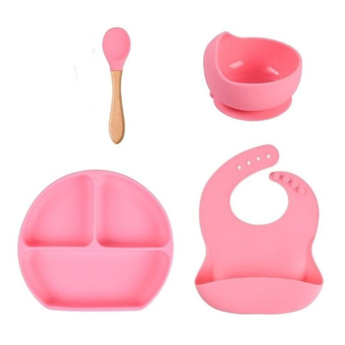 GENERICO - Set  de Comida Alimentación de Silicona para Bebe Rosado