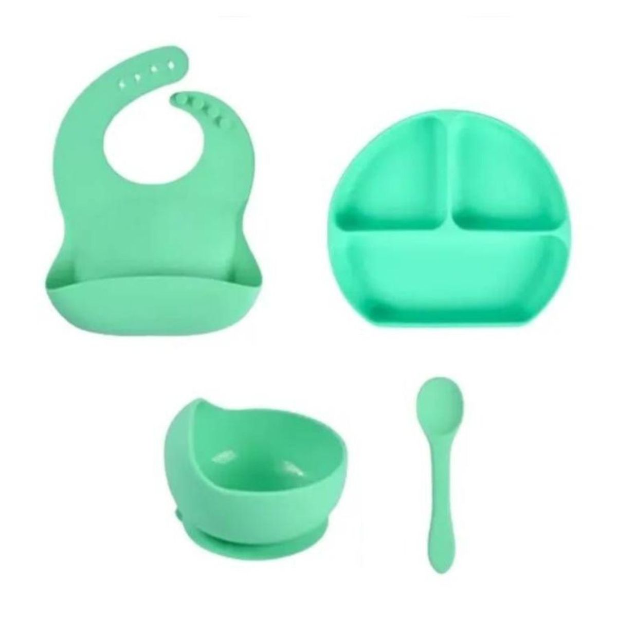 GENERICO - Set  de Comida Alimentación de Silicona para Bebe Verde