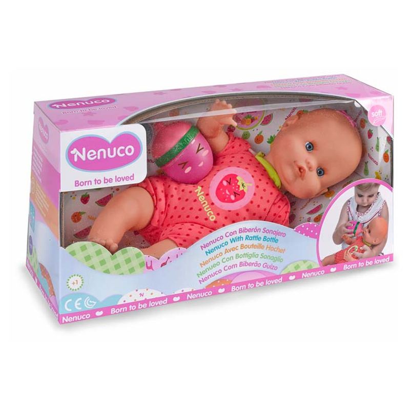 NENUCO - Muñeca Nenuco Biberon sonajro Fresa-