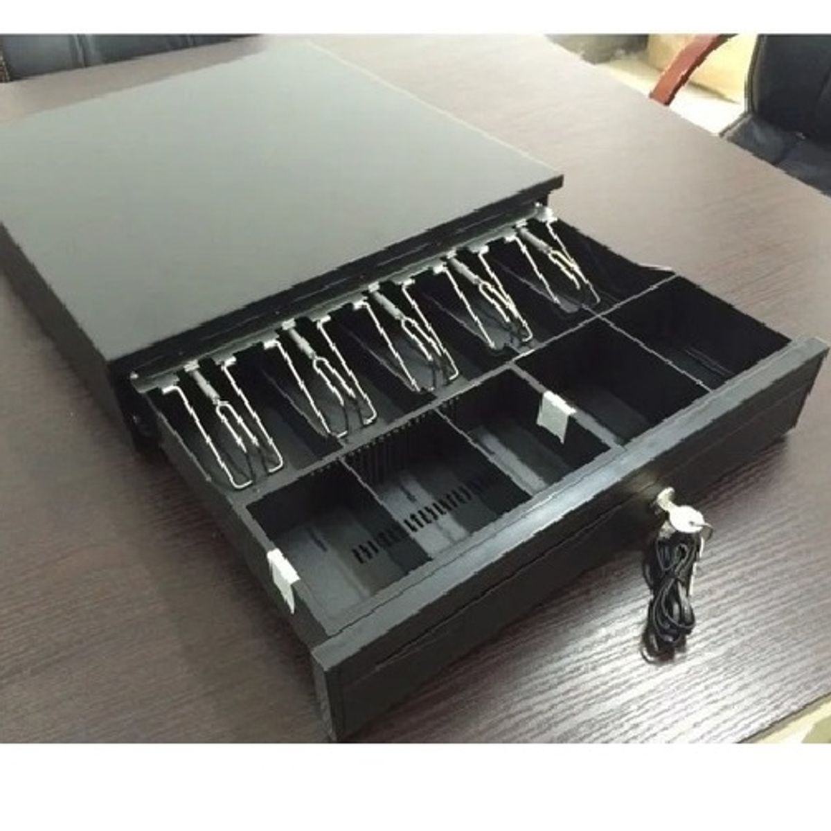 GENERICO - Gaveta de Dinero Metálica con Llave y Apertura Electrónica – 5 Compartimientos