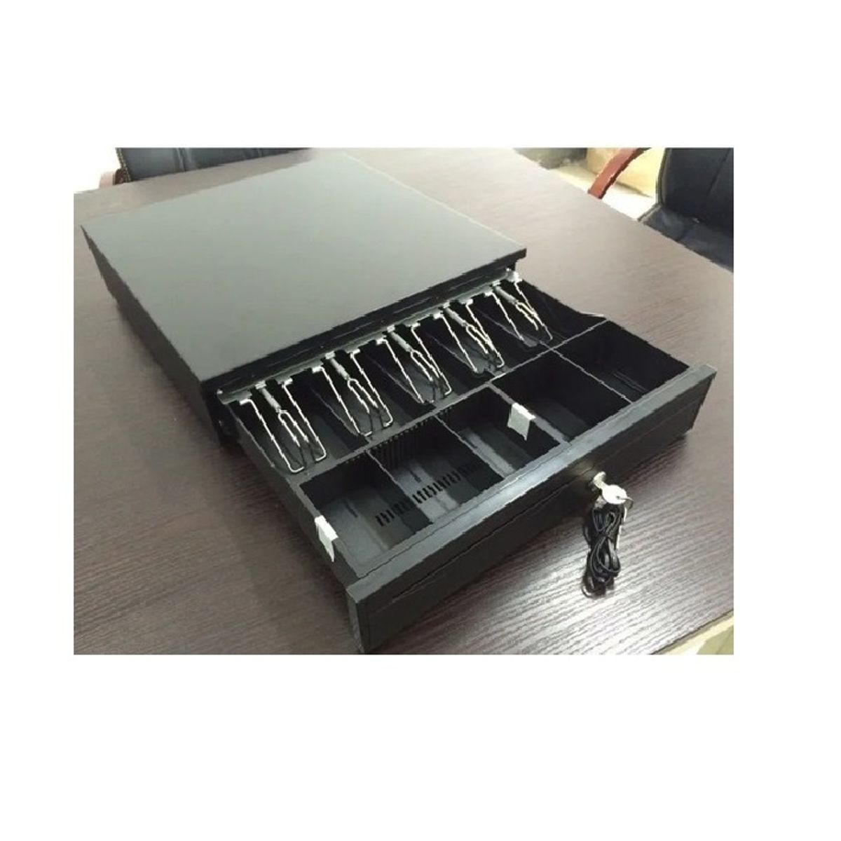 GENERICO - Gaveta de Dinero Metálica con Llave y Apertura Electrónica – 5 Compartimientos