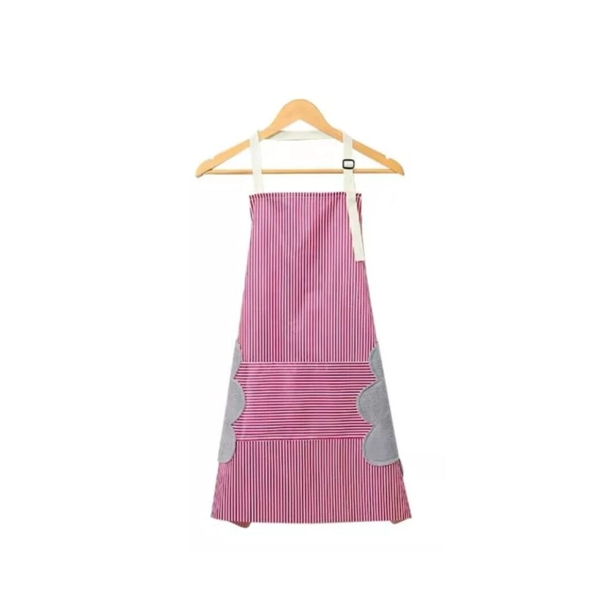 GENERICO - Delantal De Cocina Impermeable Rayas Ajustable Con Bolsillo Rojo