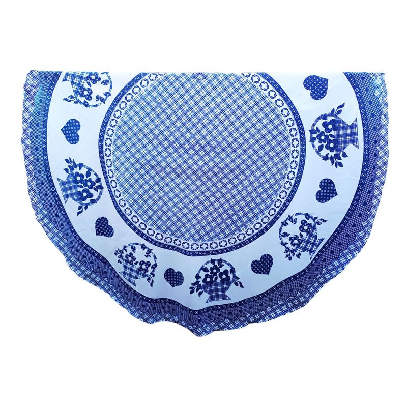 GENERICO - MANTEL DE TELA PARA MESA REDONDA TOP LAVABLE 18M DISEÑO AZUL