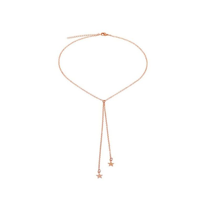 GENERICO - Collar de Acero Estrellas Bañado en Oro Rosado - Stelle Rose