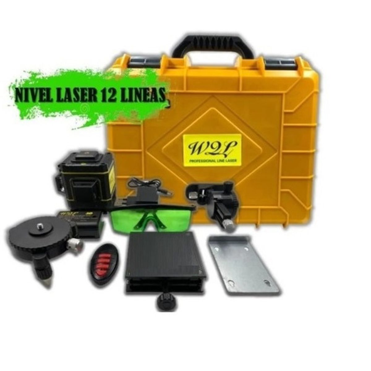 GENERICO - Nivel Laser Verde 360- 12 Lineas 3d Con Accesorios