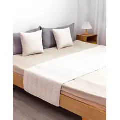 GENERICO - Piecera de cama plush (Blanco) 2 plazas/King + 2 fundas de cojín